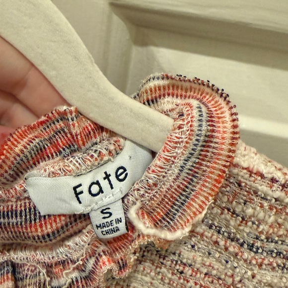 Fate Tweed multi color short sleeve puff sleeve top - Picture 7 of 7